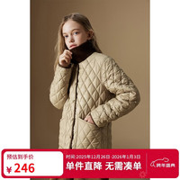 ELLE kids 学院风棉衣外套女童复古绗格撞色翻领舒适保暖轻薄棉服上衣