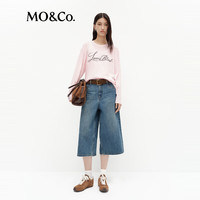 MO&Co.牛仔中裤春棉质中腰美式街头洗水七分裤MBE1SOTK02 牛仔蓝色 XXS 24