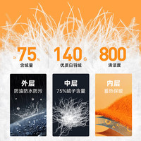 鸿星尔克童装儿童羽绒服男童女童羽绒服新年款拜年简约保暖羽绒外套 正黑-绒子含量75% 160 充绒量125g