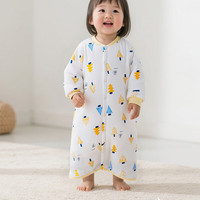 移动端、京东百亿补贴：wua·wua 婴儿睡袍秋冬季棉睡袋衣服棉衣宝宝睡觉衣厚儿童护肚防踢被保暖 黄小熊-厚棉款 90