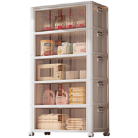 纳份爱巨无霸加厚厨房客厅收纳柜免安装折叠箱超大容量储物柜零食整理柜 中号【45面宽】三层-升级加固/折叠免安装