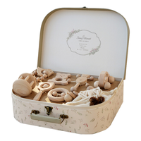 闪耀时刻 新生儿礼盒婴儿刚出生见面礼男女宝木质玩具套装满月百天周岁礼 原木 0-3
