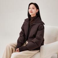 索菲丝尔 短款羽绒服女2025冬季百搭休闲针织拼接领口面包服外套