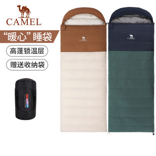 骆驼 CAMEL户外旅行便携秋冬季加厚保暖露营单人睡袋室内外可拼接成双人睡袋 加厚款“暖心”睡袋-米白 5103