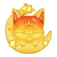 周大生腕美系列黄金转运珠狐狸荧光珐琅小红狐硬金手链挂坠38女神节礼物