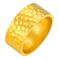 GsunGGsunG黄金男士戒指足金999古法锤纹戒指宽面大气男女宽黄金戒指 黄金戒指10克左右