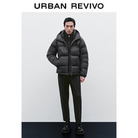 URBAN REVIVO 琥珀流光风休闲机能连帽羽绒服 黑色 XS
