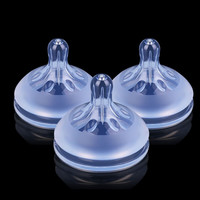 良品物语 新生儿奶嘴宽口径奶嘴超软防胀气婴儿宝宝硅胶奶嘴SML7787 3只（6.0cm口径） 圆孔L号  6个月以上