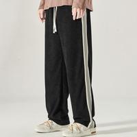 胖胖哥 加肥加大码时尚宽松系绳男式休闲裤春秋防风直筒长裤运动系绳裤子
