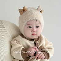 婴儿帽子秋冬季超萌婴幼儿护耳帽可爱保暖男女宝宝新生儿毛绒厚款