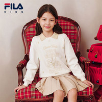 斐乐FILA儿童童装织衫2026年春季女中大童新年款休闲毛衣 云菇白-WT 140
