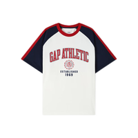 Gap 盖璞 男女款纯棉logo撞色插肩短袖T恤 465581 白色 L