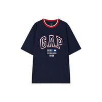 Gap 盖璞 男女款亲肤撞色logo印花短袖T恤 465443 海军蓝 S