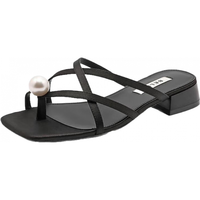 百丽珠珠女孩新中式拖24夏季新商场款女外穿拖鞋B3B1DBT4 墨染黑-拖鞋 37 黑色