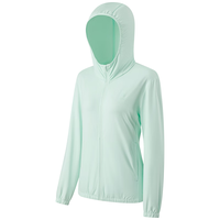 匹克防晒风衣女夏季速干冰丝休闲防晒衣户外透气风衣连帽外套DF642102 淡青绿 X2L