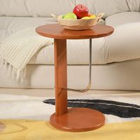 柏图 圆几茶几小户型阳台实木沙发岩板客厅现代圆形家用简约复古组合