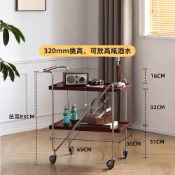 鹤彩 北欧实木茶几小推车小户型客厅沙发可移动边几角几边柜收纳置物架