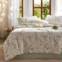 浮歌 小清新公主全棉双层纱夏凉被四件套空调被被芯可水洗夏季薄被1.5