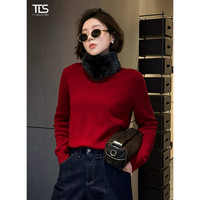 tt 超细纯羊毛三角标亲肤圆领保暖打底针织衫毛衣女MY5338