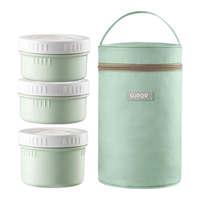 苏泊尔(SUPOR)饭盒316L不锈钢便当盒大容量饭盒多层食盒餐盒 罗勒青 3层