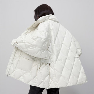 雪中飞【清仓】羽绒服秋冬款四层锁绒设计保暖大翻领短款羽绒服女 浅米色 170