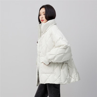 雪中飞【清仓】羽绒服秋冬款四层锁绒设计保暖大翻领短款羽绒服女 浅米色 170