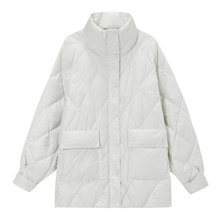 雪中飞【清仓】羽绒服秋冬款四层锁绒设计保暖大翻领短款羽绒服女 浅米色 170