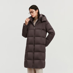 波司登 25羽绒服女90鹅绒中长款经典商务轻简通勤保暖外套B250244196 治愈深咖
