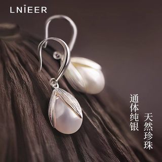 925纯银珍珠花朵耳环女轻奢高级感耳钉复古气质耳坠2025耳饰