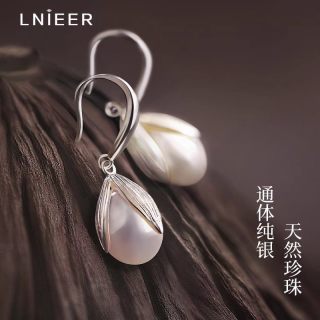 925纯银珍珠花朵耳环女轻奢高级感耳钉复古气质耳坠2025耳饰