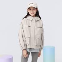 巴拉巴拉 防水工装风儿童外套女童春秋装中大童洋气连帽时尚大口袋设计上衣