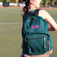 机场同款JanSport双肩背包暮光复古女经典黑男大书包皮革4QVA