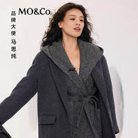 MO&Co.【马思纯同款】针织外套2025冬含羊驼毛浴袍式腰带MBE4CART06 中花灰色 L /170
