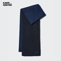 优衣库男装女装KAWS HEATTECH针织围巾/25秋冬485257 69 藏青色 均码(180 × 25 cm)