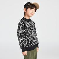 多多家 【趣味字符】男童套头针织毛衣打底冬季中大儿童舒适内搭圆领线衫