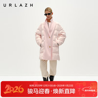URLAZH冬季新款粉色西装领鹅绒轻薄拼接羽绒服女 粉红