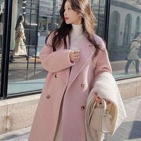 燕麦色双面呢大衣女中长款2025秋冬季高级感毛呢外套