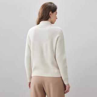 科蒙 隐奢双开口拉链100%绵羊毛衫针织外套翻领毛衣秋冬女拉链开衫