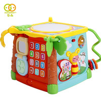 谷雨六面体儿童玩具手拍鼓多功能彩虹钢琴键音乐启蒙婴幼儿圣诞 3839 双语探索学习六面盒