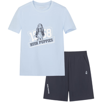 暇步士(Hush Puppies)童装男女童套装2024夏季吸湿透气速干运动活力套装 青黛绿 150cm