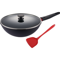 双立人炒锅平底锅不粘锅不粘炒菜锅家用炒菜锅煎炒锅 Now炒锅黑色30cm