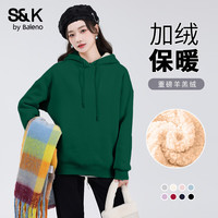 班尼路S&K系列加绒卫衣女装加厚羊羔绒连帽上衣秋冬保暖重磅摇粒绒外套2