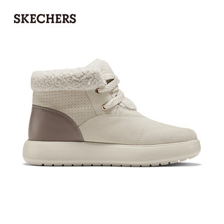 斯凯奇（Skechers）新年女靴2025冬加绒保暖中筒靴平底休闲百搭高帮鞋144722