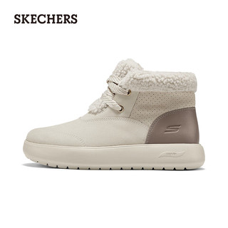 斯凯奇（Skechers）新年女靴2025冬加绒保暖中筒靴平底休闲百搭高帮鞋144722