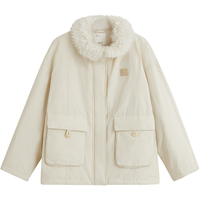 茵曼三防毛绒领工装羽绒服2025冬女装高充绒鸭绒外套 暖杏色 L