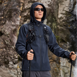 猛犸象（MAMMUT）【抓绒款】Clion 红标男女款户外防风保暖休闲夹克外套刺绣标软壳 黑色【红标】 S