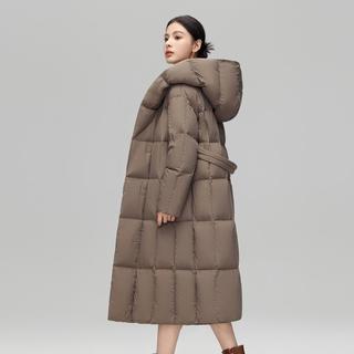 雪中飞 女式连帽保暖长款羽绒服2025冬季简约大气防风舒适女士