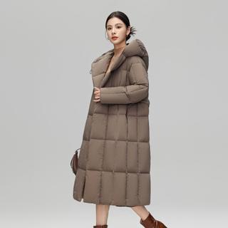 雪中飞 女式连帽保暖长款羽绒服2025冬季简约大气防风舒适女士