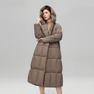 雪中飞 女式连帽保暖长款羽绒服2025冬季简约大气防风舒适女士