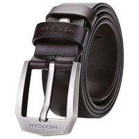 Mexican 稻草人 男士皮带针扣牛皮商务裤带休闲复古青年腰带新年礼物实用送父亲男友老公情人节